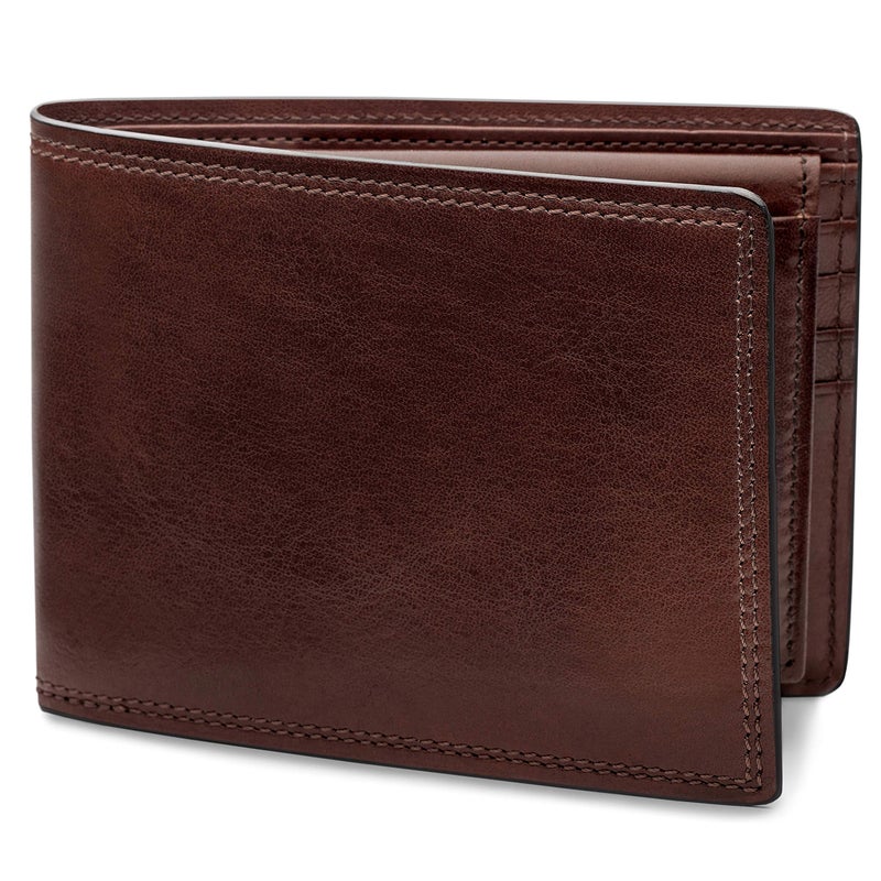 Bosca Men's Leather Wallet with Removable ID Passcase - Dolce Italian leather Wallet for Men 8 Card Slots, Bifold Design, Hand-Stitched Detailing, Polished Finish, Dark Brown - Image 1